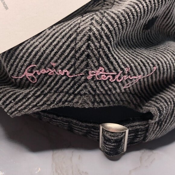 NWT Frasier Sterling Pinstripe Corduroy Baseball Hat Bows Cherries Soft Twee - Picture 7 of 11